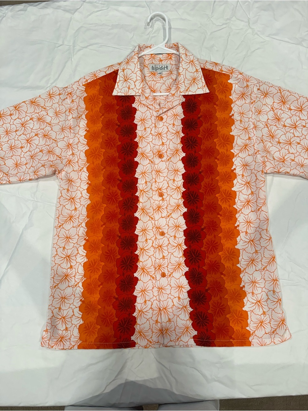 Orange Floral Hawaiian Polo Shirt - Picture 3 of 5